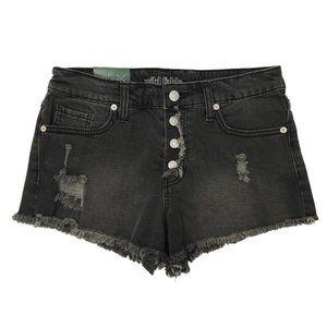 Wild Fable Black Denim HIgh Rise Shorts Womens 4 Fringe Hem Button Fly New